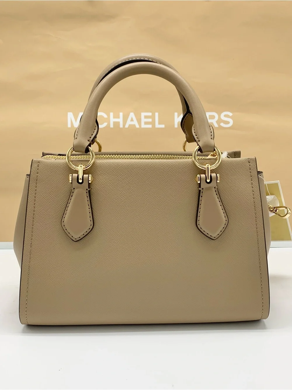 MICHAEL KORS Marilyn Small Floral Embellished Satchel Camel color